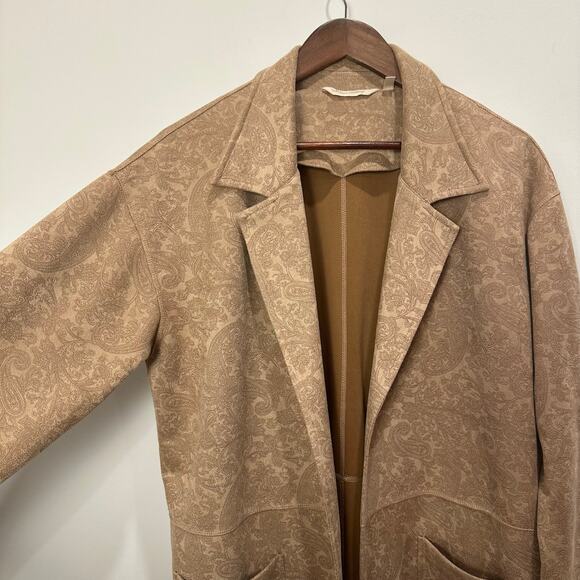 Soft Surroundings Malika Faux Suede Open Jacket In Driftwood Paisley Size XL - Picture 8 of 9